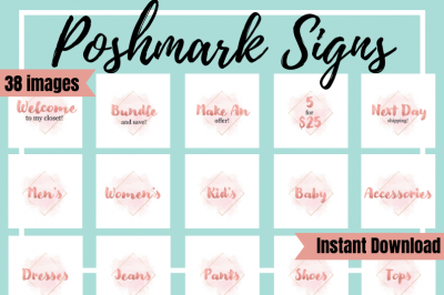 Poshmark Closet Signs - Metallic Rose Gold